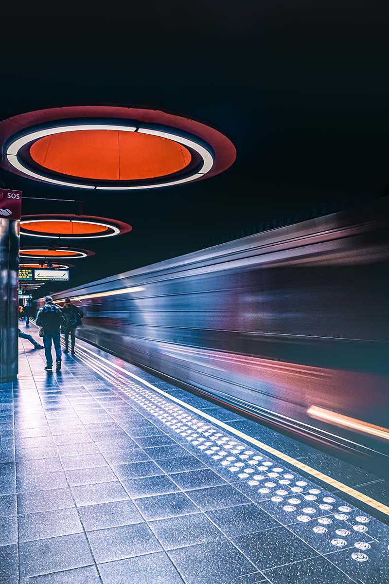 Long Exposure foto van metrostation Pannenhuis Brussel 